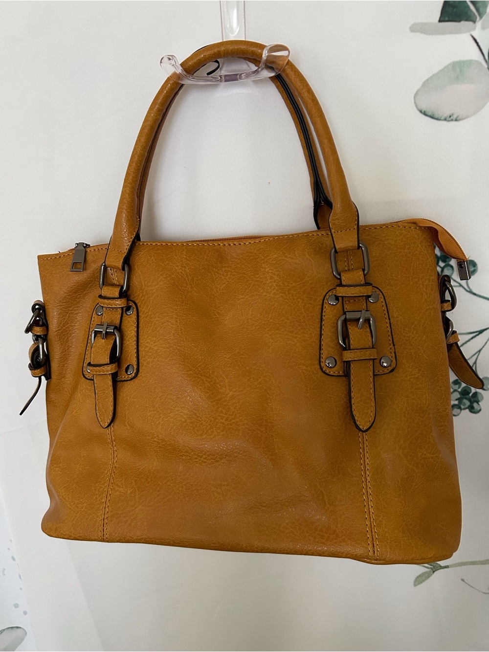 Structured Buckle Satchel/Crossbody in Mustard Yellow